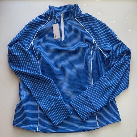 johnnie-O Tops - johnnie-O Blue Striped Short Sleeve Top